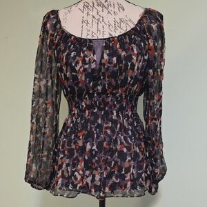 BCBGMaxAzria Sheer Multicolor Blouse